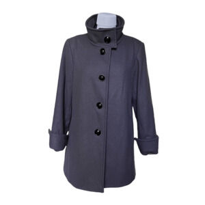 Larry Levine  Gray Wool Blend Winter Coat Size Medium